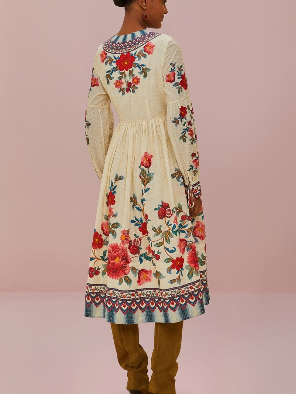 Farm Rio Sand mosaic garden wrap midi dress - Picture 5 of 6